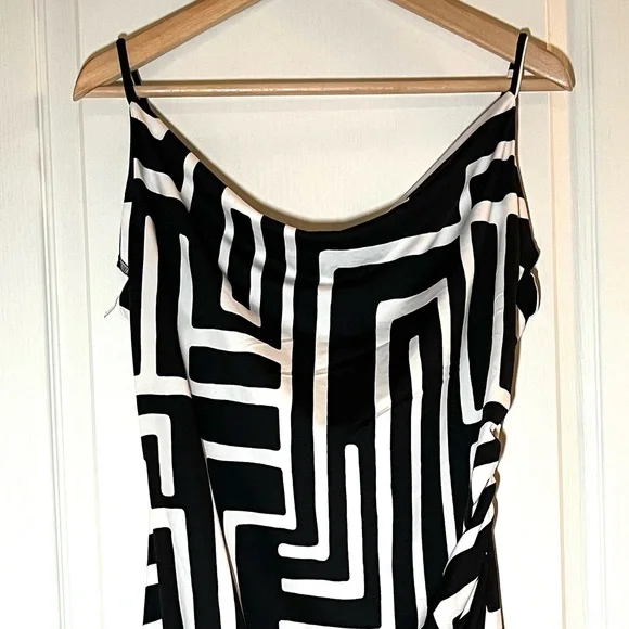 NWOT Jules & Leopold B&W Geo Print Cowl Neck Slip Midi Dress Date Night Party, M - Picture 2 of 14